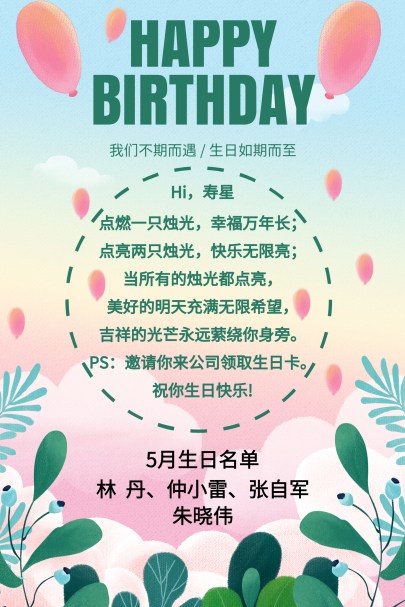 5月生日海报